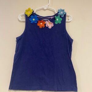 Mini Boden Blue Top with Colorful Floral Accents